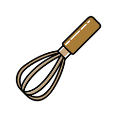 Obraz premium Kitchen whisk with wooden handle in simple design 