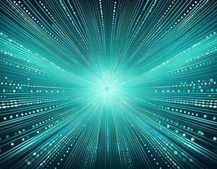 abstract turquoise radiating lines and dots digital art