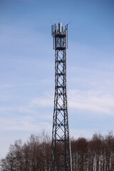 Tall tower with a lot of antennas on top