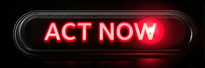 Obraz premium Bright Red Act Now Button With a Glowing Center Emphasizes Urgency and Immediate Action for Various Calls to Action