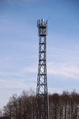 Tall tower with a lot of antennas on top