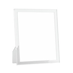 A standing portrait with a simple white frame and a clean, bright center display is featured