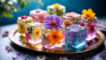 colorful floral ice cubes create an attractive and refreshing touch for beverages and summer gatherings