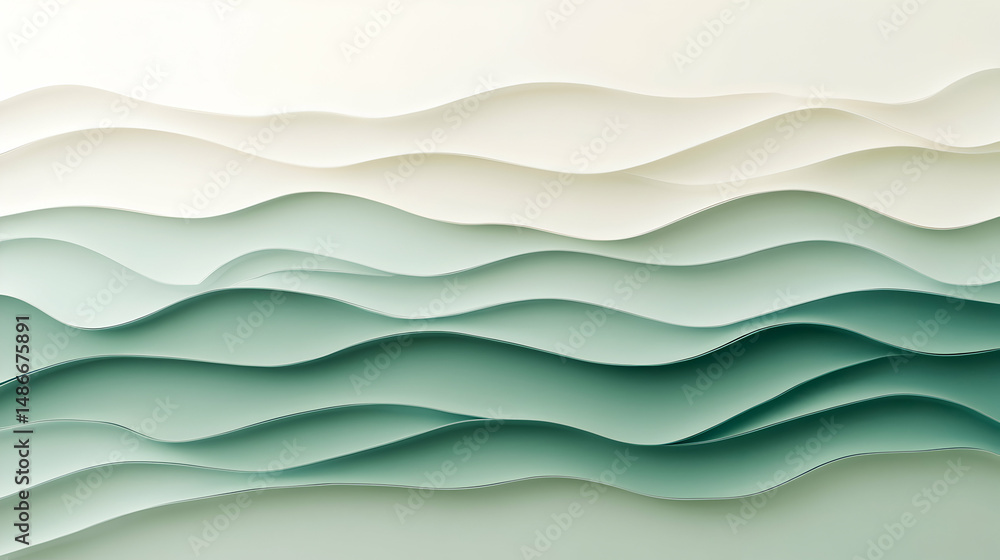 Poster subtle gradient paper art layers creating flowing wave or mountain formations