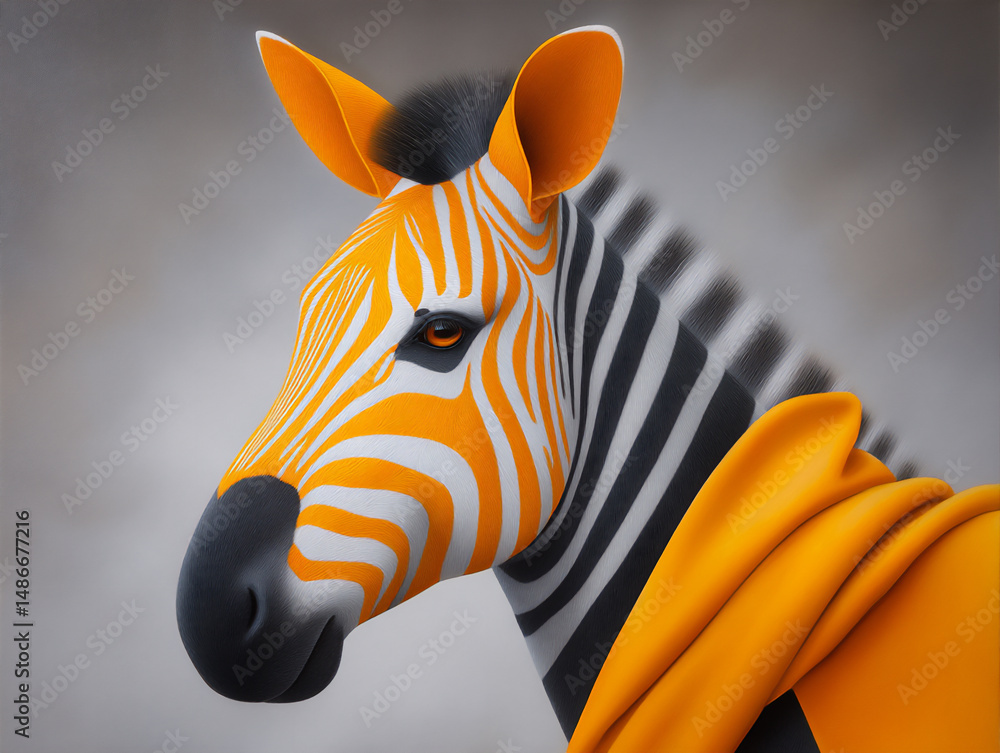 Poster abstract images creatively utilizing animal traits: zebra stripes rearranged into abstract patterns