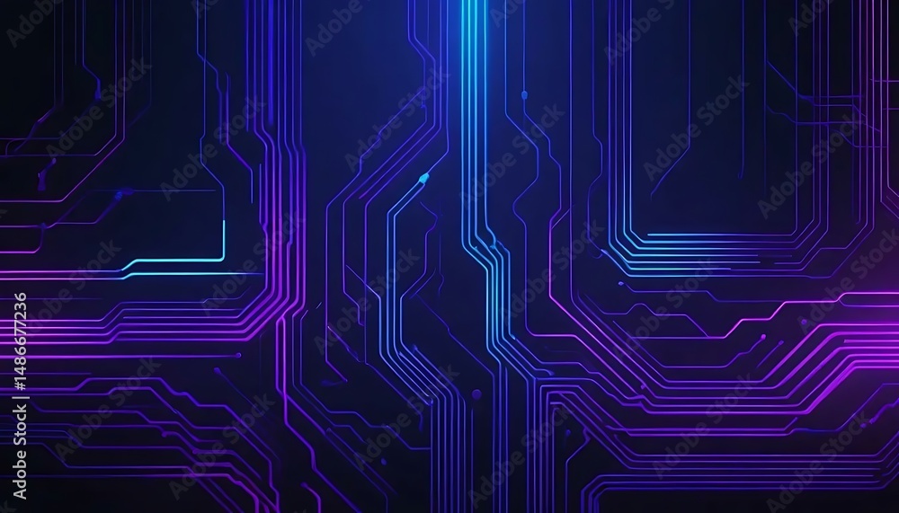 Poster abstract depiction of glowing lines resembling circuit boards, creating a futuristic feeling.