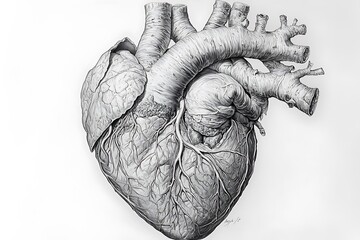 Anatomical heart sketch for medical study high resolution photo
