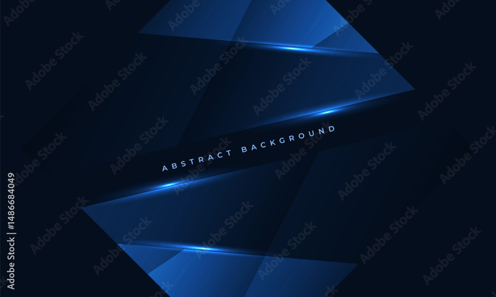 Poster Abstract blue background with geometric dynamic glowing diagonal lines. Modern trandy dark blue backdrop for business, corporate, brochure, banner, cover or poster. Vector illustration