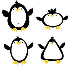 Christmas animals set penguin pattern for wrapping paper and fabrics