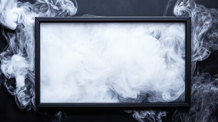 Abstract smoke and black frame background image white swirls texture design