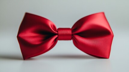 Refined decorative bow featuring sleek red ribbon folds beautifully displayed a clean white surface