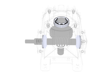High-Detail WPX Type Gearbox Reducer Isolated on Transparent HD Background Essential Mechanical Power Transmission Component for Industrial and Technical Design, Engineering, Automation