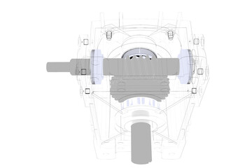 Naklejka premium High-Detail WPX Type Gearbox Reducer Isolated on Transparent HD Background Essential Mechanical Power Transmission Component for Industrial and Technical Design, Engineering, Automation