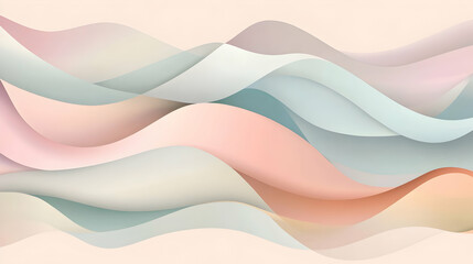 Pastel serenity abstract background with fluid curves and graceful lines