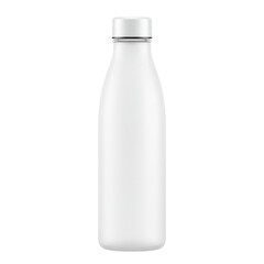 White insulated bottle with silver cap on a black background for keeping drinks hot/cold