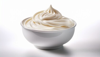 realistic soft serve frozen yogurt with creamy white swirl in white cup isolated on white white background ai generative