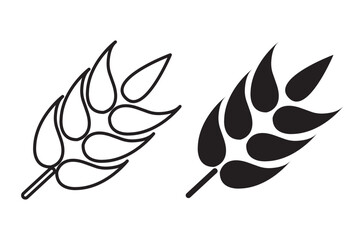 Wheat ears icon set. Wheat logo. Grain spikes set icons. Grain icon. Agriculture symbol. 