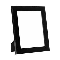 Fototapeta premium Elegant black glossy frame holding a blank white space, display object against a dark background