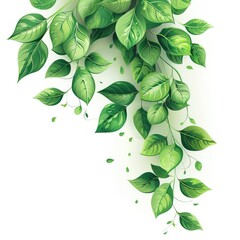 set fresh green leaf wallpaper template plain background abstract plant leaves Generate AI