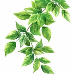 set fresh green leaf wallpaper template plain background abstract plant leaves Generate AI