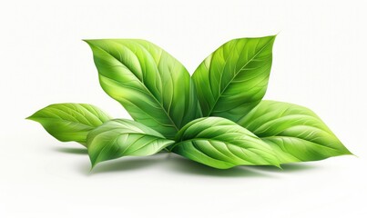 set fresh green leaf wallpaper template plain background abstract plant leaves Generate AI