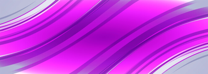 Abstract grey and purple modern wide background with dynamic curves. Vector illustration