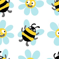 Kids seamless bee pattern for fabrics and packaging and gifts and cards and linens and wrapping paper