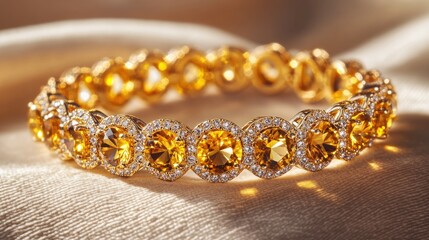Luxury yellow gemstone gold bracelet sparkling jewelry photography