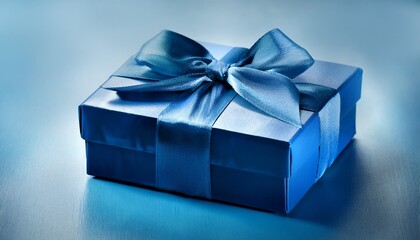 Obraz premium blue gift box with ribbon