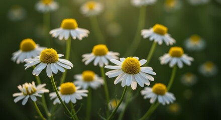 Fototapeta premium Enchanting Chamomile Meadow: A Symphony of White Petals and Golden Centers Delight