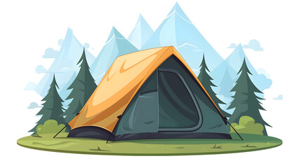 Camping Tent Flat Vector Illustration Logo Icon Clip - Outdoor Adventure Graphic for Branding and Marketing