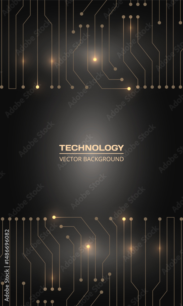 Aufkleber dark grey and gold abstract technology vector vertical background. futuristic technical digital netw