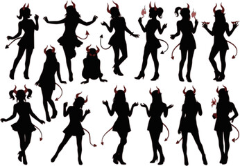 Fototapeta premium girl set devil silhouette illustration 