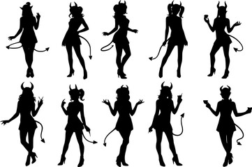 girl set devil silhouette illustration
