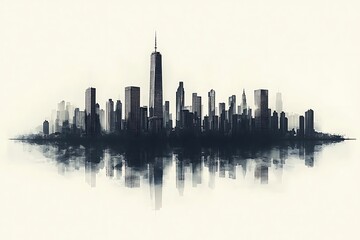 Fototapeta premium Dense city skyline symmetry high resolution photo