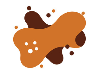 Abstract Fluid Shape with Brown and Orange Tones and White Circular Accents