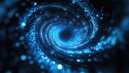 Obraz premium Abstract swirling vortex of glowing blue particles