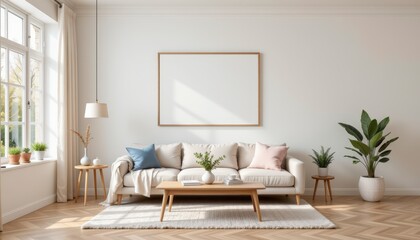 Cozy and Bright Living Room Interior with Neutral Tones and Natural Light