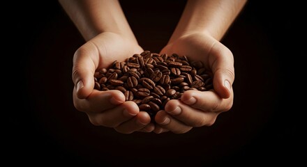 Hands Gently Cupping Freshly Roasted Unbranded Coffee Beans | Warm Aroma & Rich Brown Tones