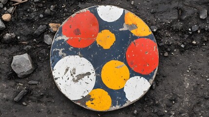 Abstract Colorful Circular Design on Ground