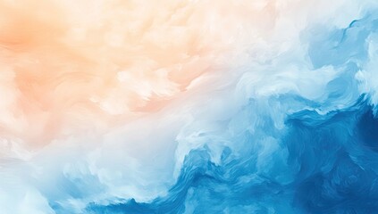 Abstract landscape, soft color blend of blue and peach