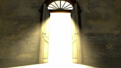 A door is open to a room with a wall that is painted green. The door is made of wood and is black - Powered by Adobe