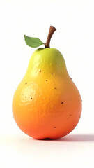 A pear. Bright gradient from green at the top to orange/red. Light bounces off its curves. Isolated on white