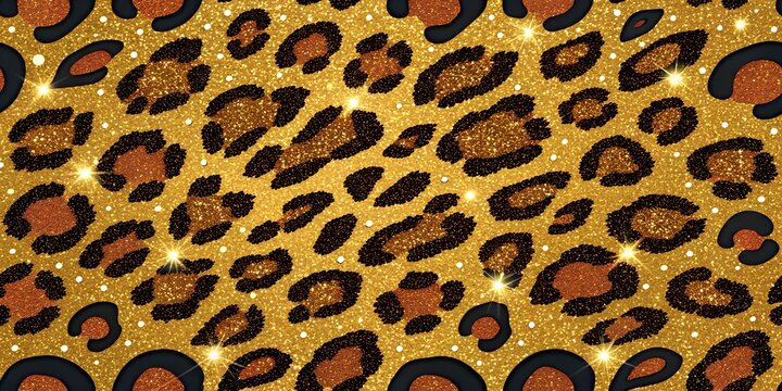 Fototapeta Glittering leopard print texture for glamorous and luxurious design backgrounds and decorations