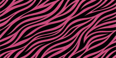 Pink zebra stripes on a black background abstract animal print pattern design