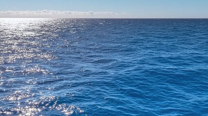 Sunny Ocean Surface with Calm Waters.