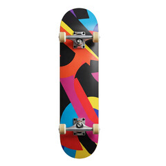 Graphic skateboard with abstract design isolated transparent