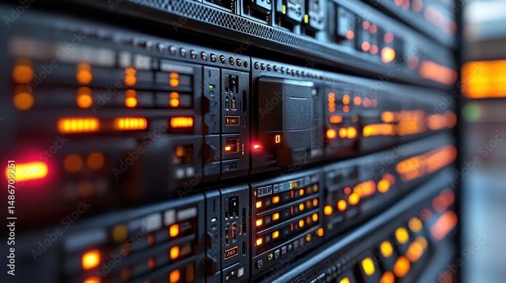 Poster illuminated server racks: a glimpse into the digital core