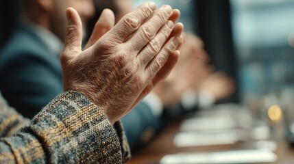 Hands of Audience Applauding in Formal Setting at Event Gathering