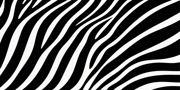 Seamless zebra stripe pattern featuring striking black and white wavy animal texture